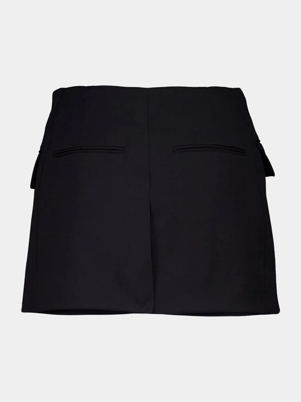Black Buttoned 4-Pocket Wool Shorts sold by Fashion Clinic product image thumbnail 2