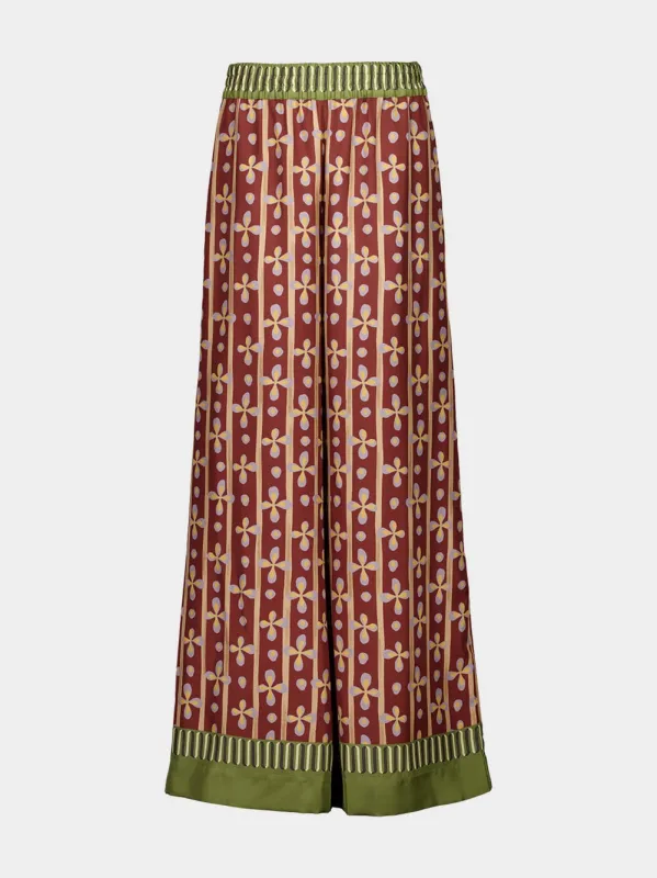 Eclipse Print Silk Palazzo Trousers sold by Fashion Clinic