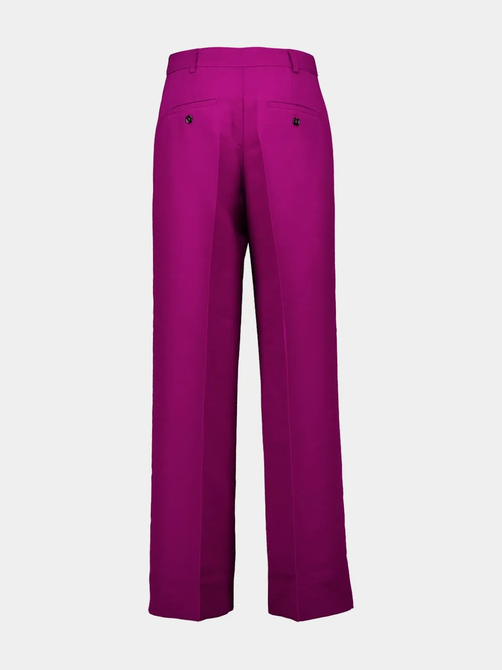 Solid Purple Wide-Leg Cady Wool Trousers sold by Fashion Clinic product image thumbnail 3