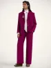 Solid Purple Wide-Leg Cady Wool Trousers sold by Fashion Clinic