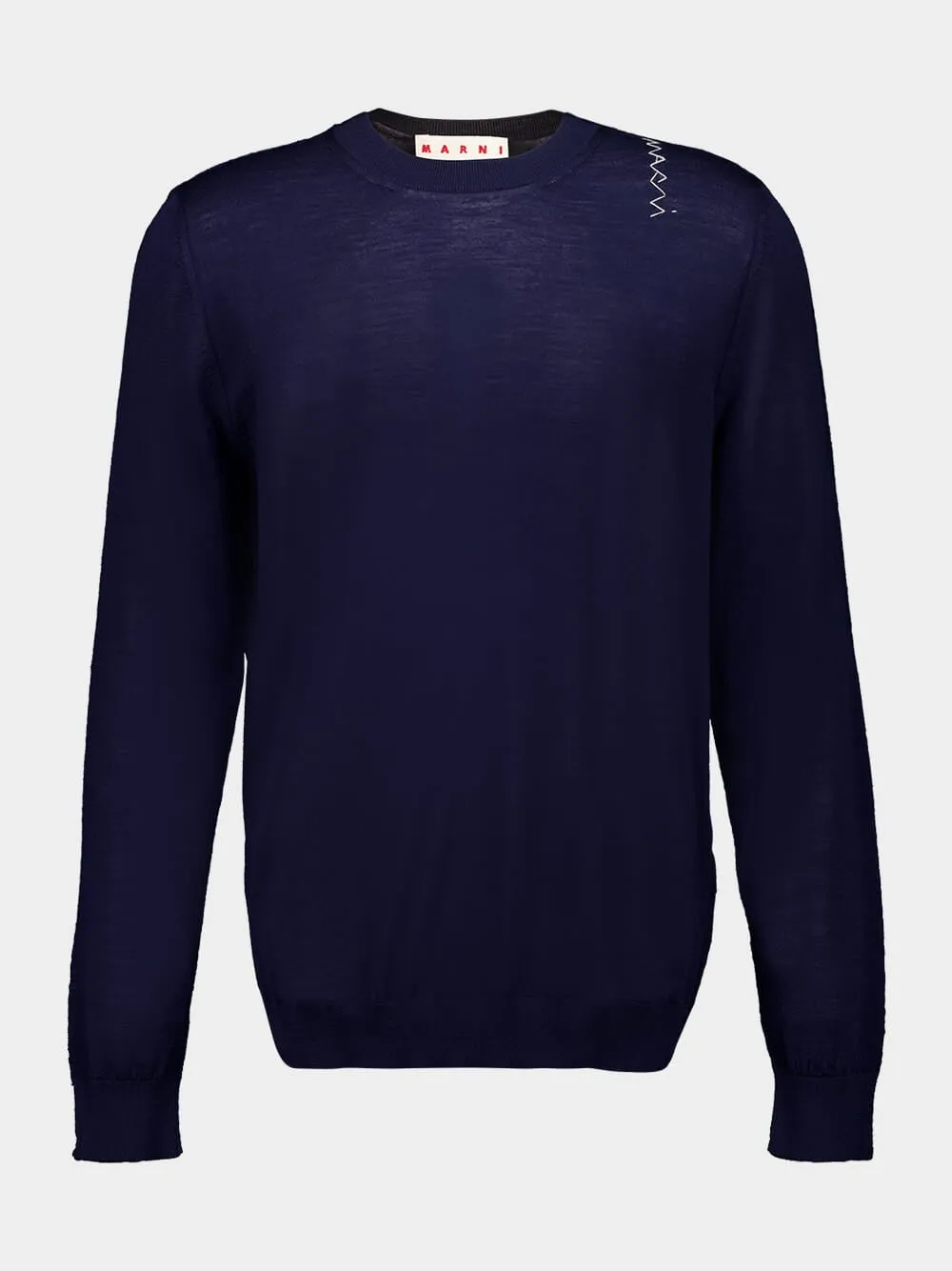 Navy Blue Crewneck Wool Sweater sold by Fashion Clinic