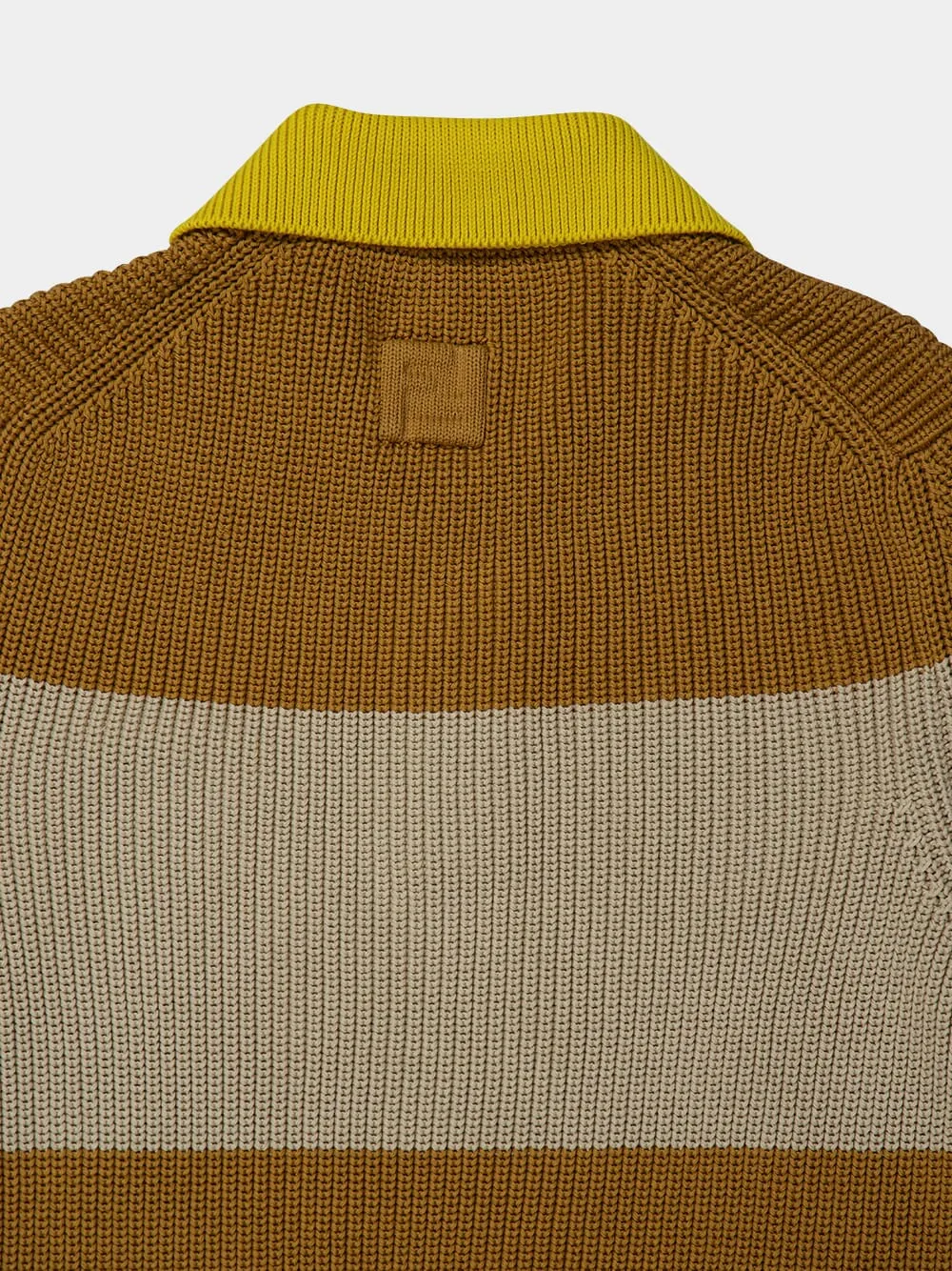 Yellow and Beige Striped Cotton Knit Polo Shirt sold by Fashion Clinic product image thumbnail 5