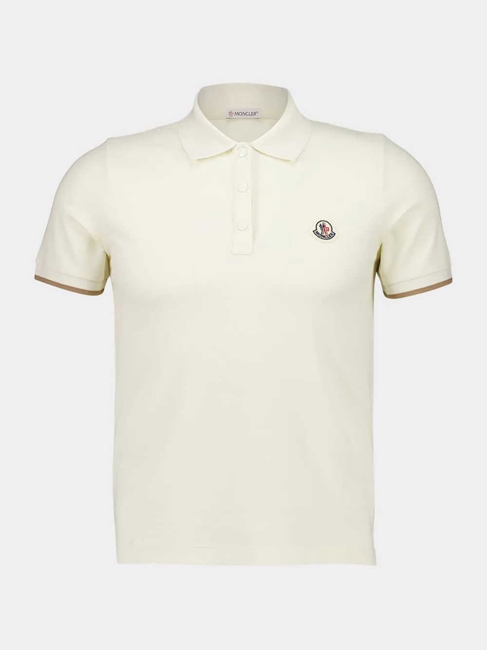 White Logo Patch Cotton Polo Shirt sold by Fashion Clinic