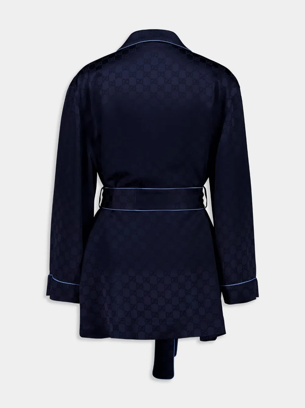 Dark Blue GG Satin Shirt with Belt sold by Fashion Clinic product image thumbnail 2