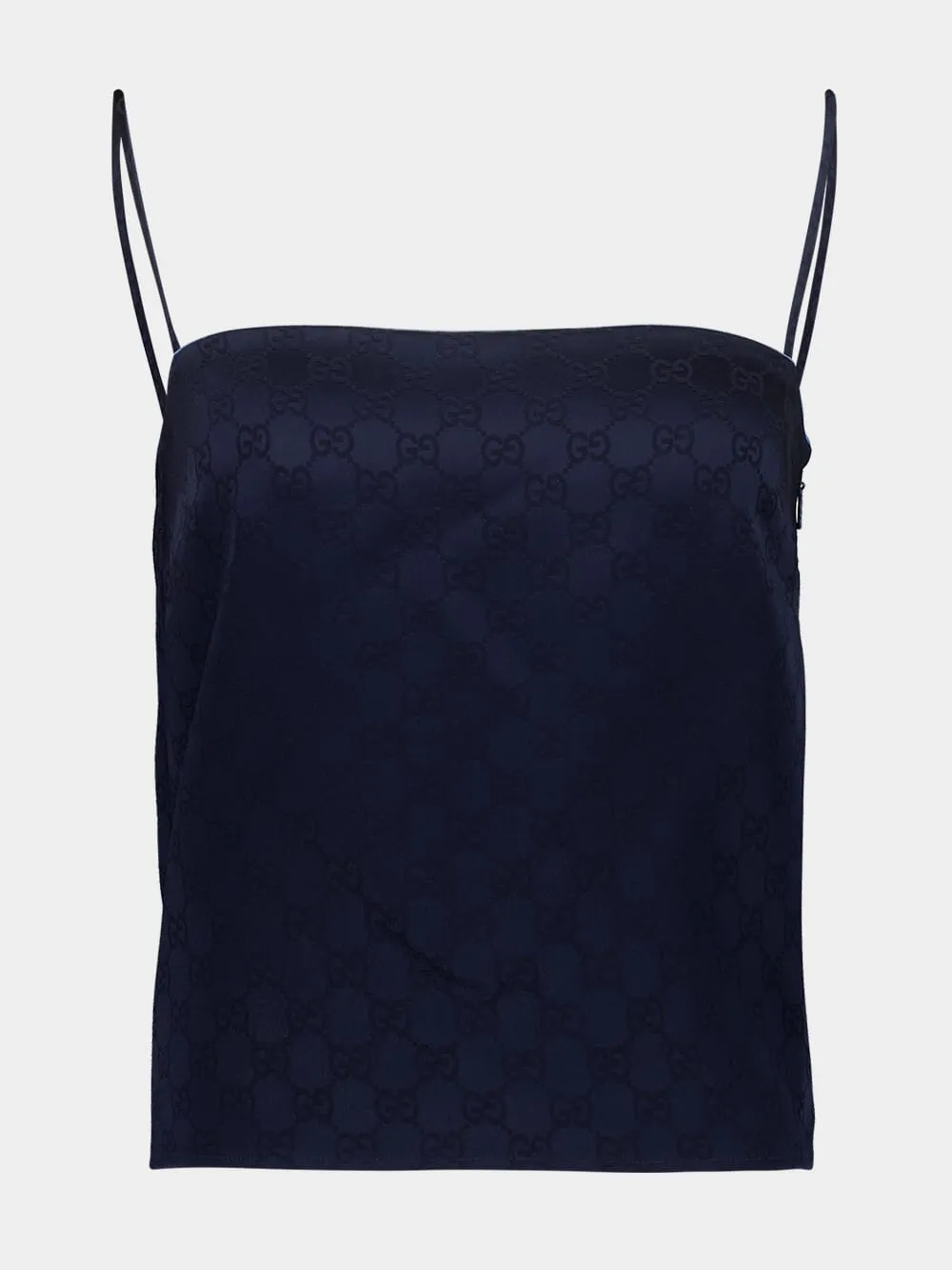 Dark Blue GG Satin Strappy Top sold by Fashion Clinic