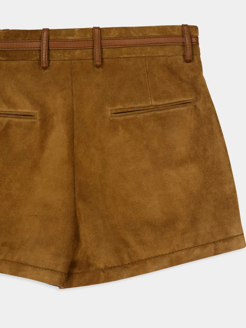 Brown Suede Shorts with Horsebit Belt sold by Fashion Clinic product image thumbnail 4