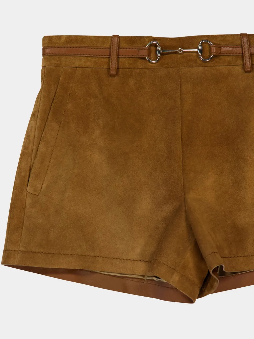 Brown Suede Shorts with Horsebit Belt sold by Fashion Clinic product image thumbnail 3