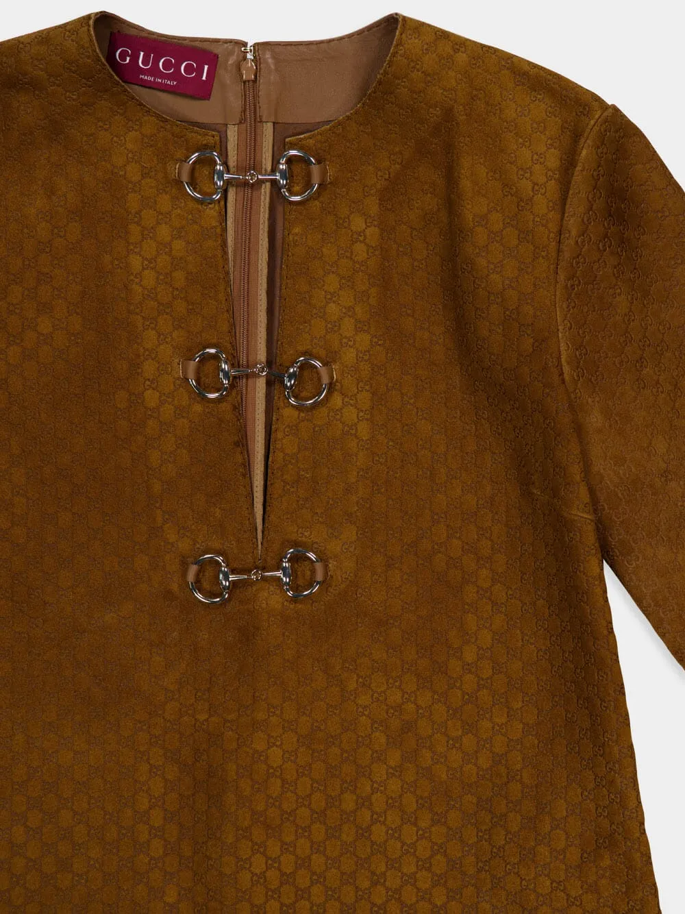 Brown GG Suede Dress with Horsebit Detail sold by Fashion Clinic product image thumbnail 3