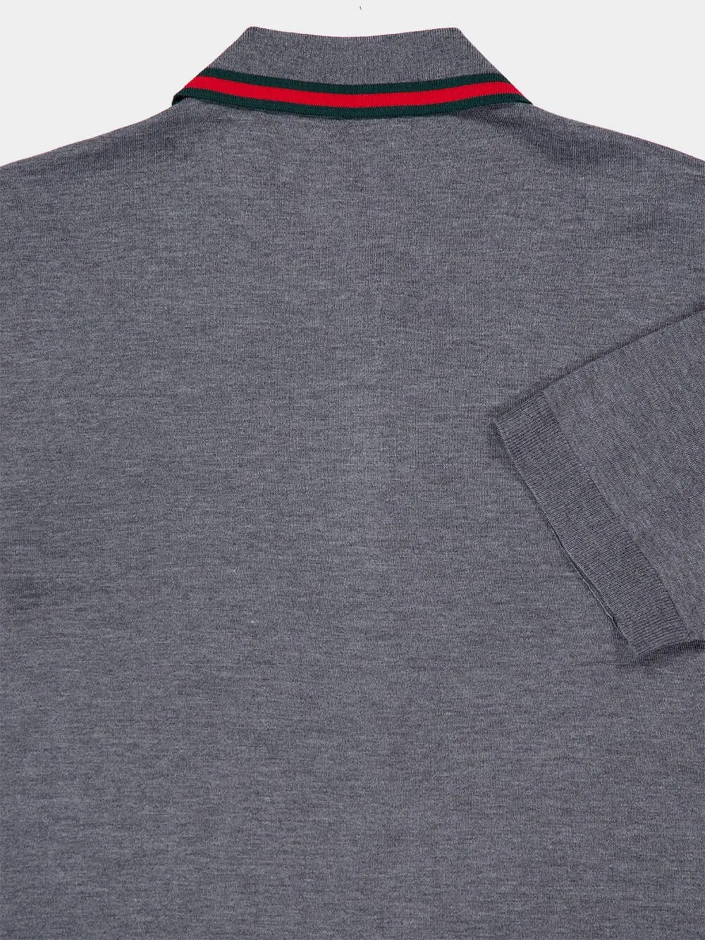 Dark Grey Wool Knit Polo Shirt with Web sold by Fashion Clinic product image thumbnail 4