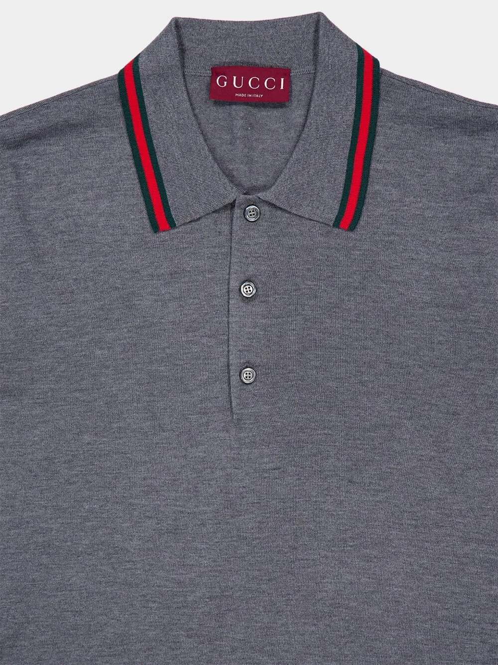 Dark Grey Wool Knit Polo Shirt with Web sold by Fashion Clinic product image thumbnail 3