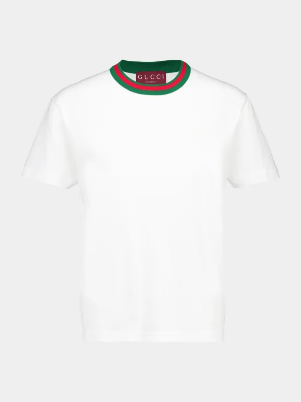 White Jersey T-Shirt with Web sold by Fashion Clinic