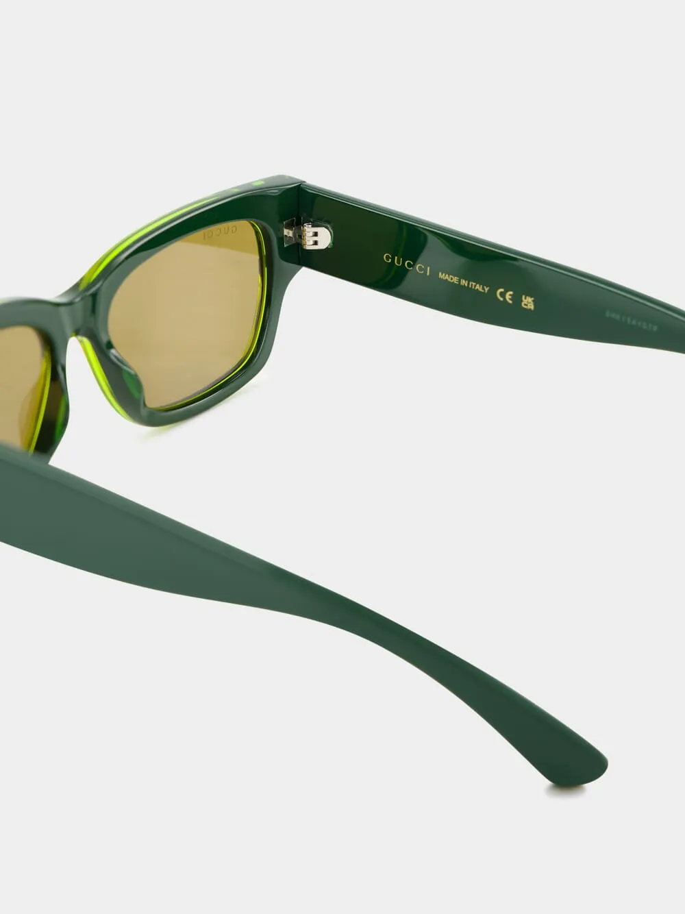 Green Acetate Rectangular Sunglasses sold by Fashion Clinic product image thumbnail 4