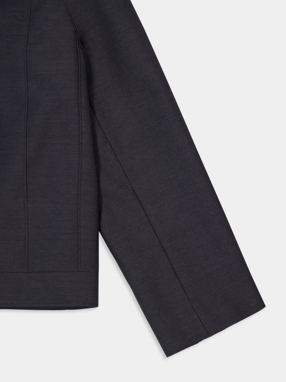 Dark Grey Wool Bomber Jacket sold by Fashion Clinic product image thumbnail 4