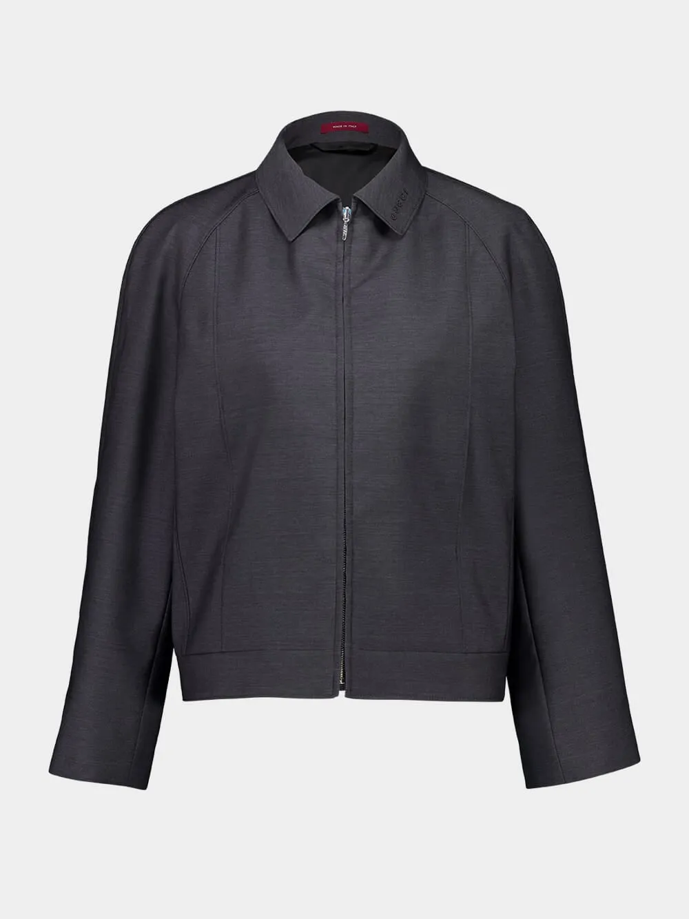 Dark Grey Wool Bomber Jacket sold by Fashion Clinic