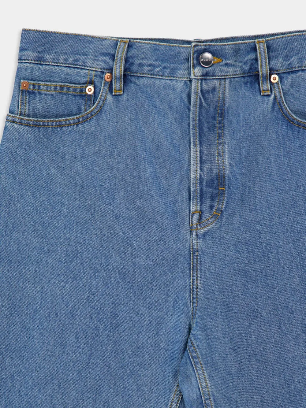 Blue Baggy Fit Bleach Denim Jeans sold by Fashion Clinic product image thumbnail 3