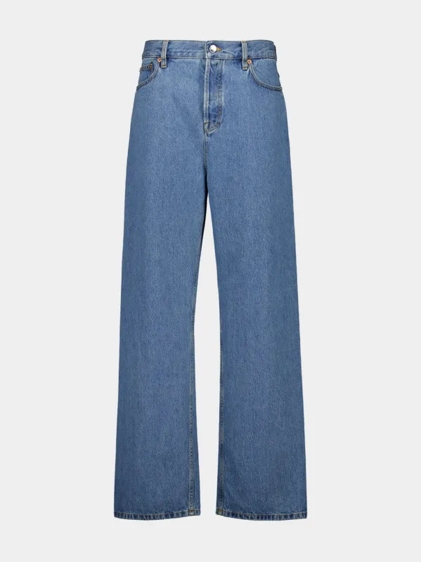 Blue Baggy Fit Bleach Denim Jeans sold by Fashion Clinic
