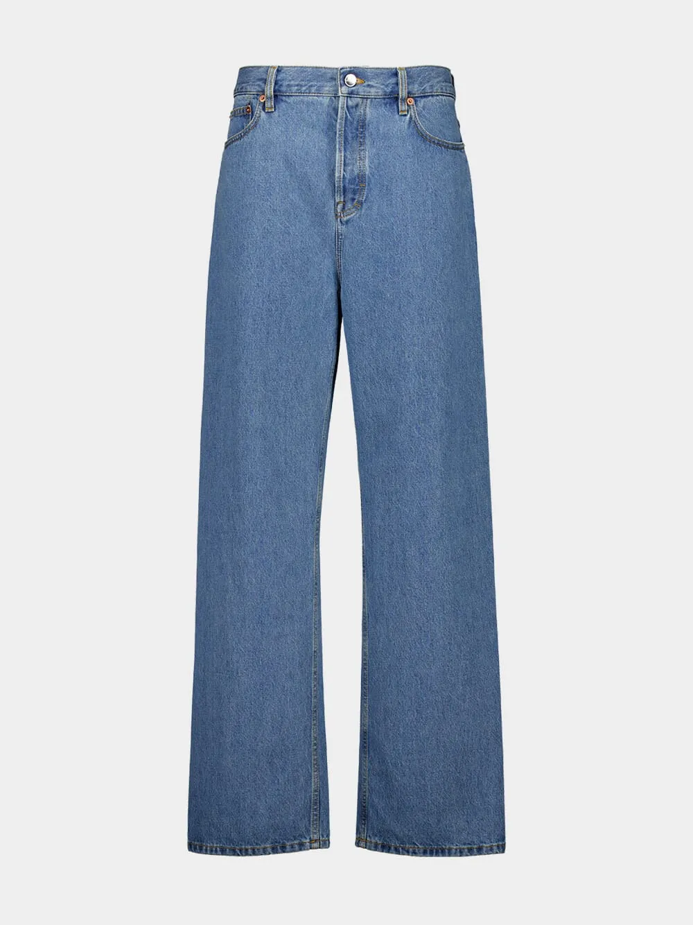Blue Baggy Fit Bleach Denim Jeans sold by Fashion Clinic