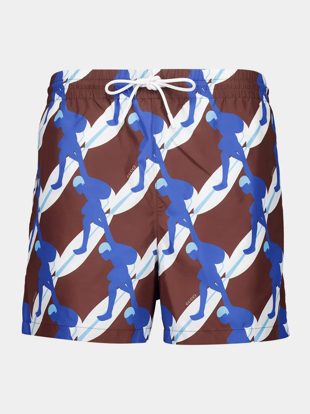 Brown Multicolour Printed Poplin Swim Shorts sold by Fashion Clinic