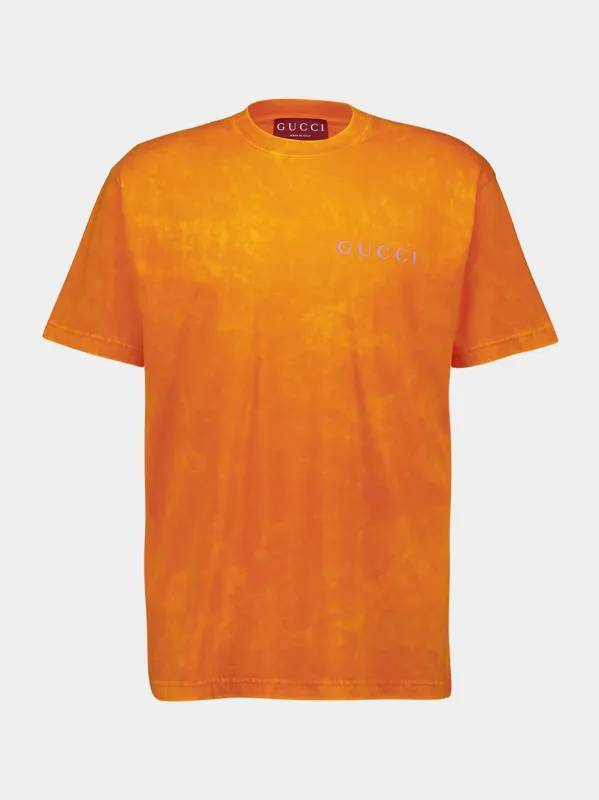 Orange Printed Cotton Jersey T-Shirt sold by Fashion Clinic