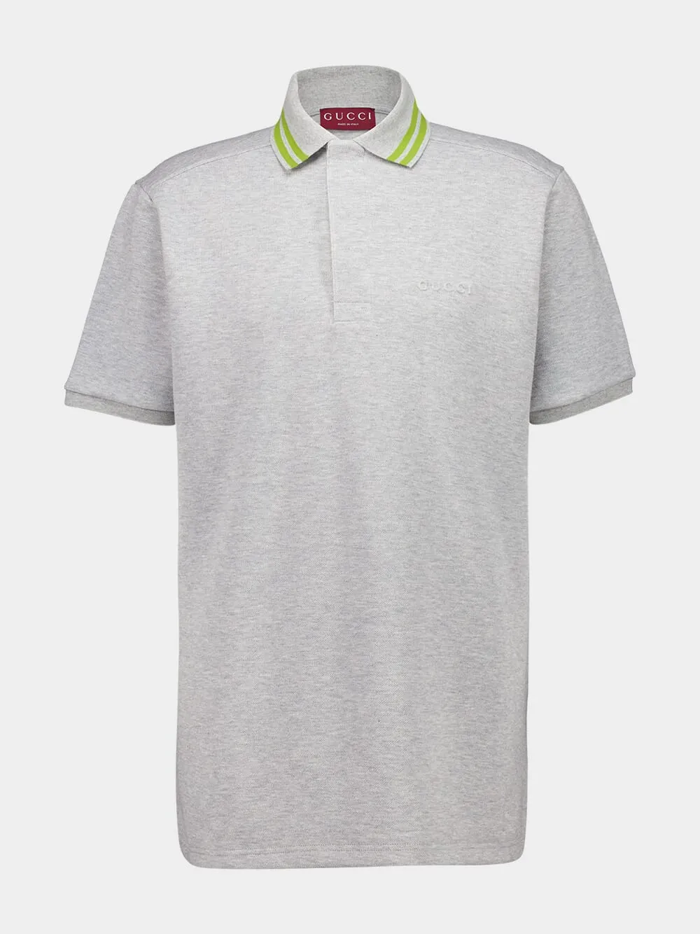 Grey Mélange Cotton Piquet Polo Top sold by Fashion Clinic