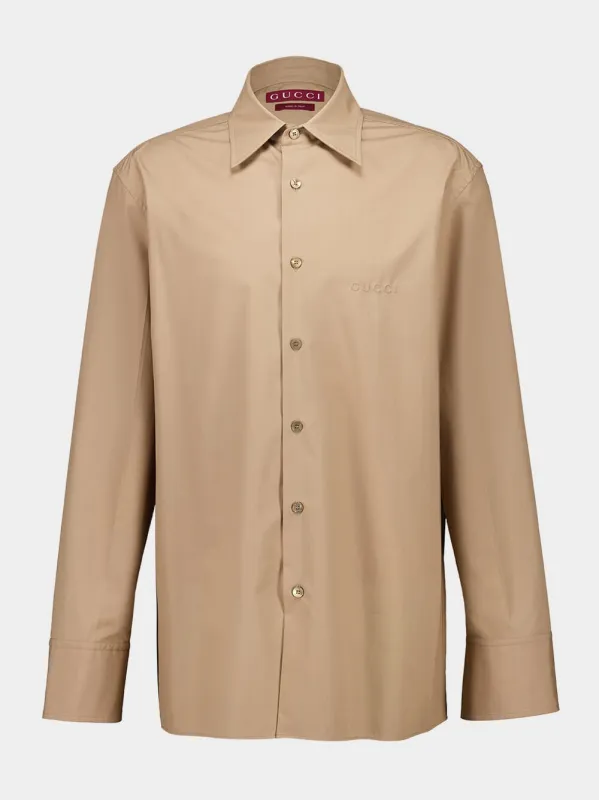 Beige Embossed Cotton Poplin Shirt sold by Fashion Clinic
