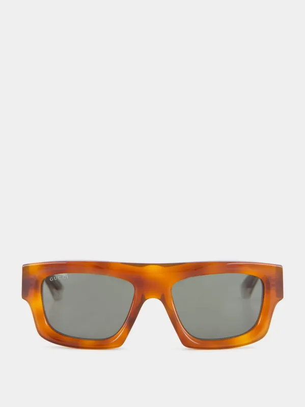 Brown Tortoiseshell Rectangular Frame Sunglasses sold by Fashion Clinic