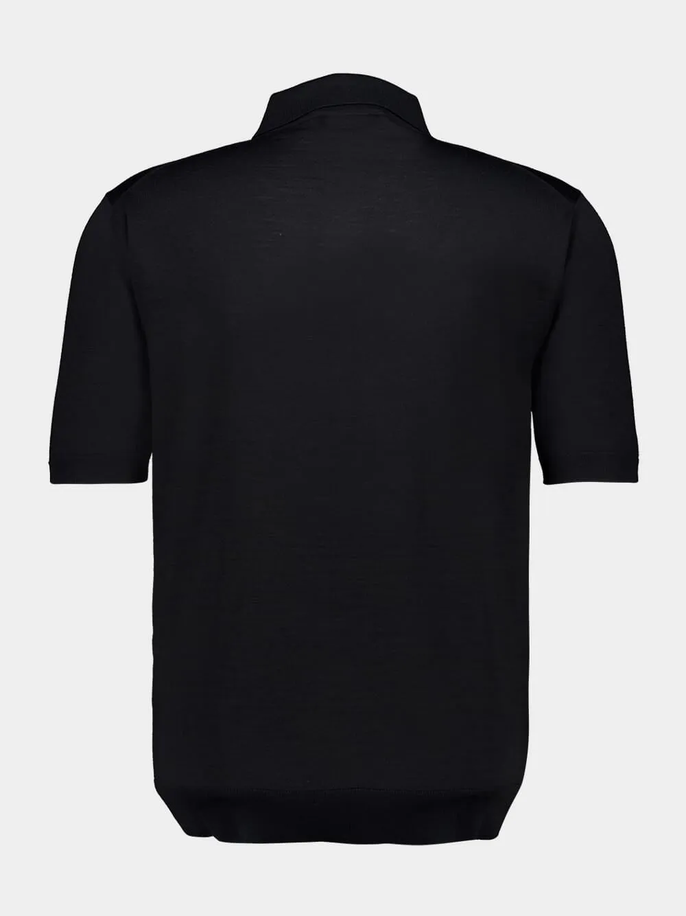 Black Fine Wool Knit Polo Top sold by Fashion Clinic product image thumbnail 2