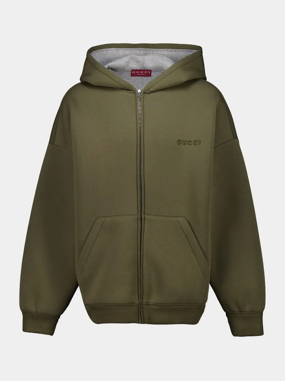 Dark Green Embroidered Hooded Jersey Sweatshirt sold by Fashion Clinic