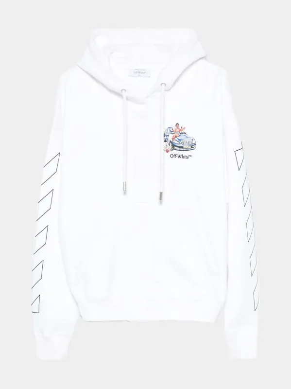 White Fresco Arrow Skate Hooded Sweatshirt sold by Fashion Clinic