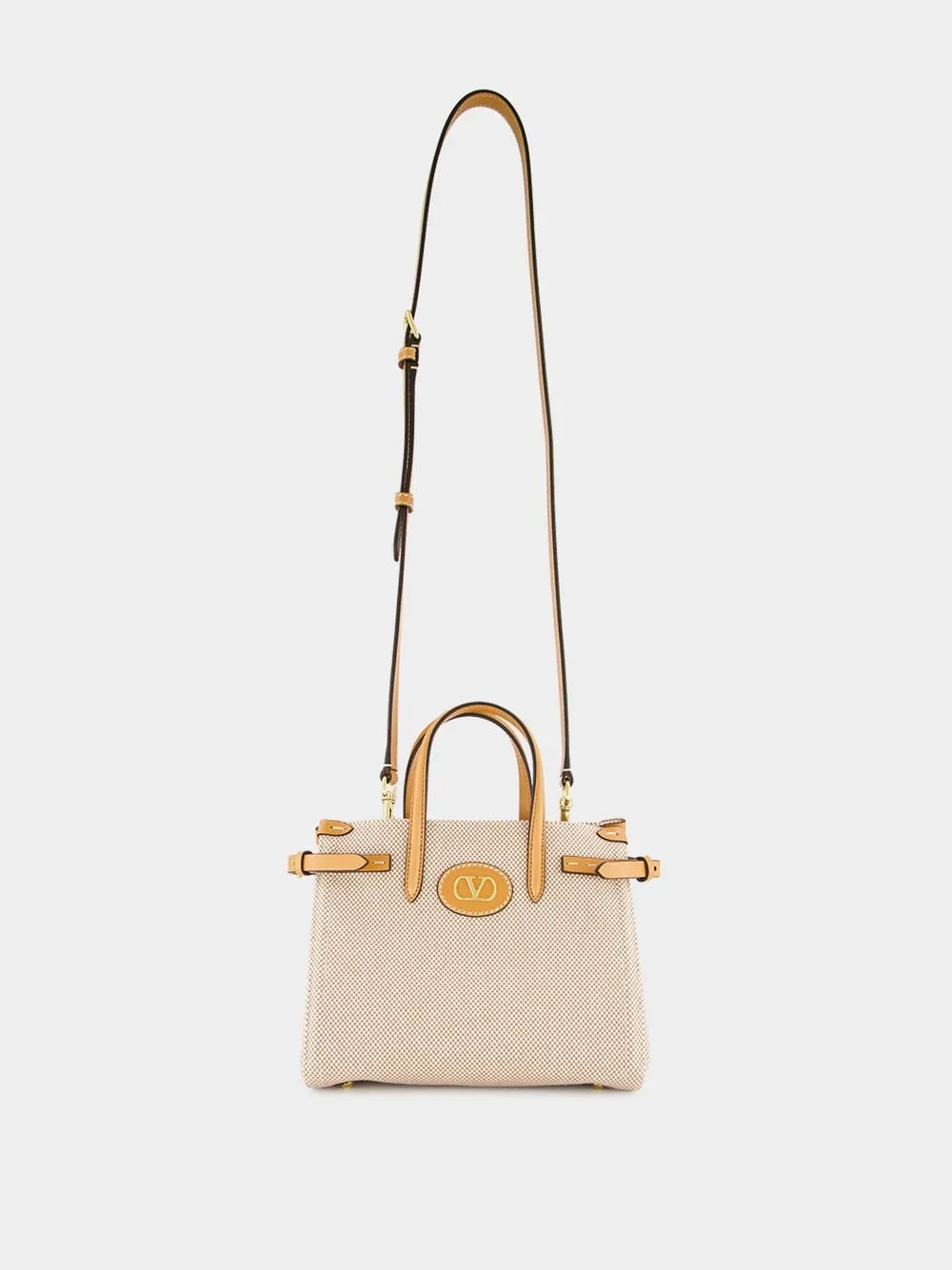 Natural and Tobacco Antibes Small Canvas Shopping Bag sold by Fashion Clinic product image thumbnail 2