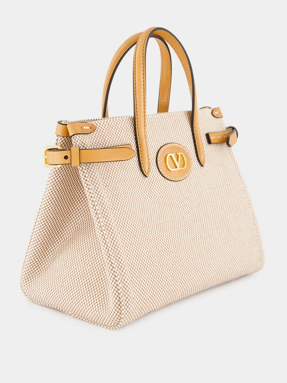 Natural and Tobacco Antibes Small Canvas Shopping Bag sold by Fashion Clinic product image thumbnail 3