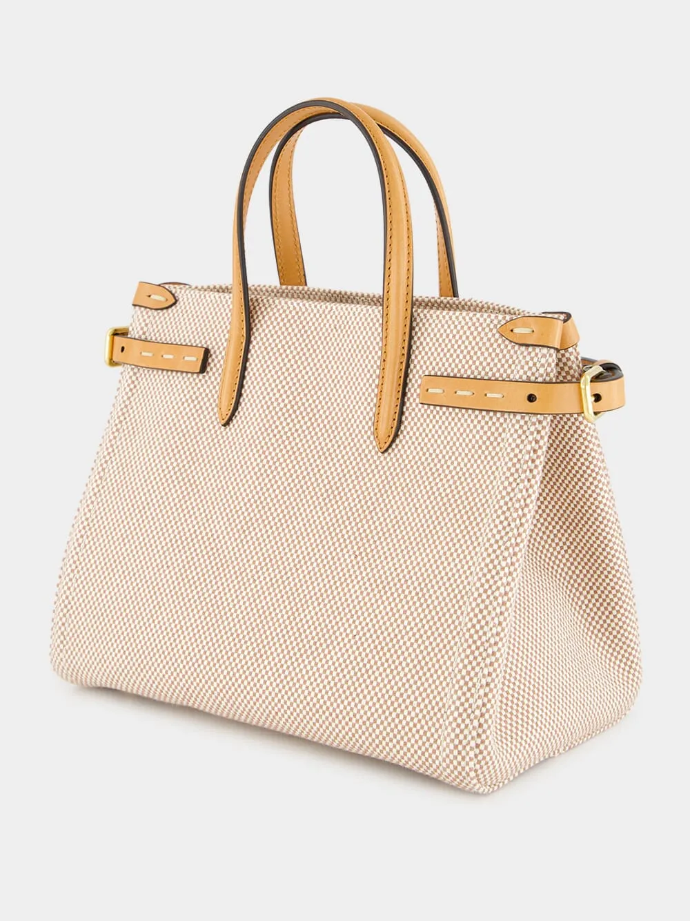 Natural and Tobacco Antibes Small Canvas Shopping Bag sold by Fashion Clinic product image thumbnail 5