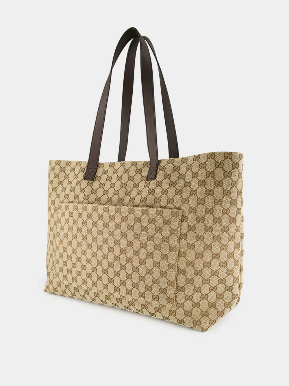 Beige and Dark Brown Large GG Tote Bag sold by Fashion Clinic product image thumbnail 4
