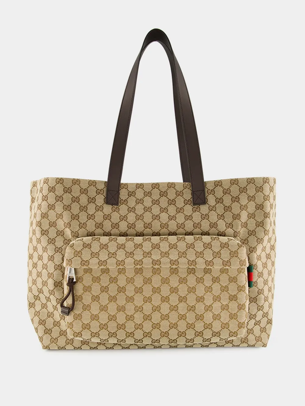 Beige and Dark Brown Large GG Tote Bag sold by Fashion Clinic