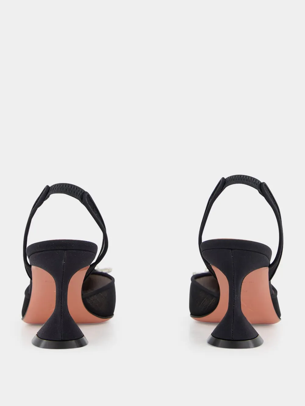 Black Begum Mesh Slingback Heels with White Crystal Buckle sold by Fashion Clinic product image thumbnail 5