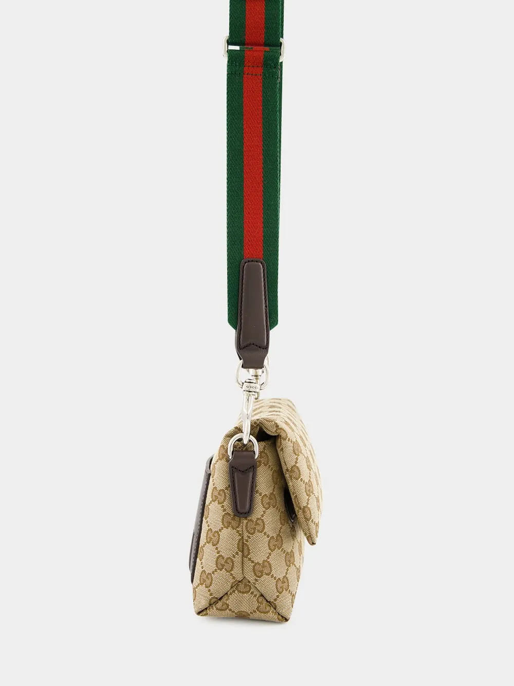 Beige and Dark Brown Small GG Crossbody Bag with Web sold by Fashion Clinic product image thumbnail 4