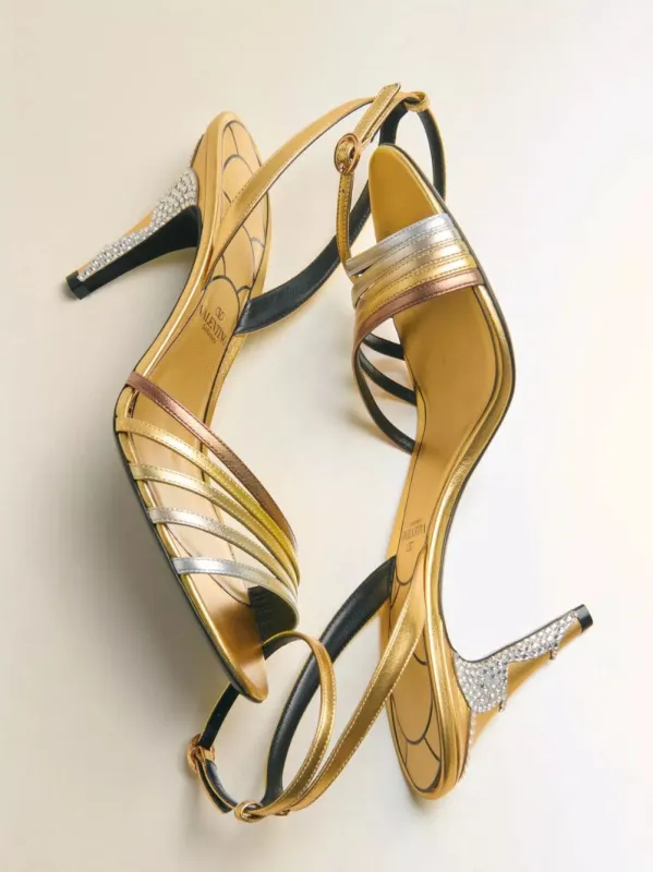 Gold Ladycrush Sandal with Crystals sold by Fashion Clinic
