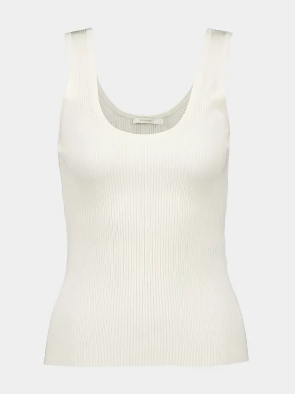 Ivory Tank Top Rib Scoop Neck Viscose sold by Fashion Clinic