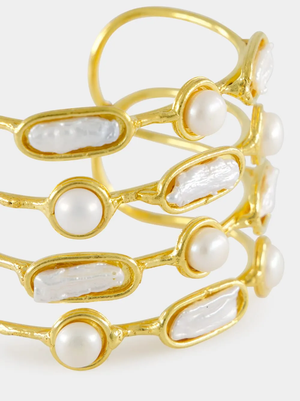 Gold Grace Cuff Bracelet with Pearls sold by Fashion Clinic product image thumbnail 3