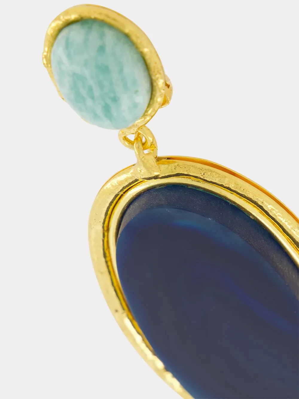 Gold Dakota Earrings with Blue Agate and Amazonite sold by Fashion Clinic product image thumbnail 4