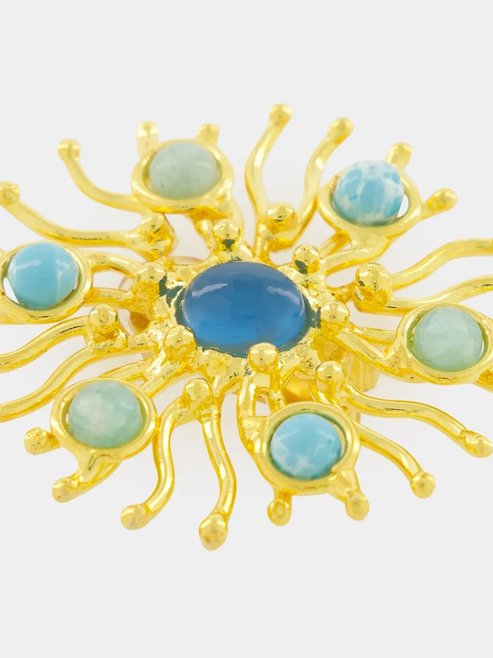 Gold Sunshine Earrings with Chalcedony and Larimar sold by Fashion Clinic product image thumbnail 4