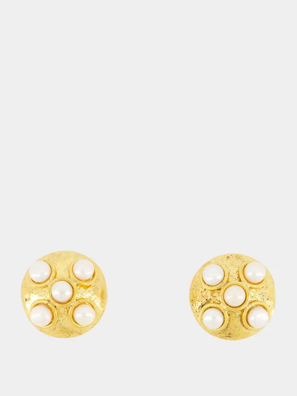 Gold Theodora Earrings with Pearls sold by Fashion Clinic