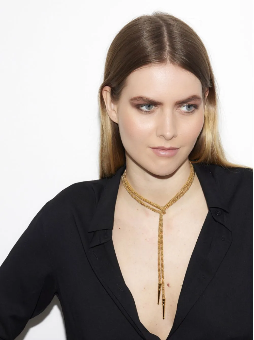 Gold Bolo Tie Pendant Necklace sold by Fashion Clinic