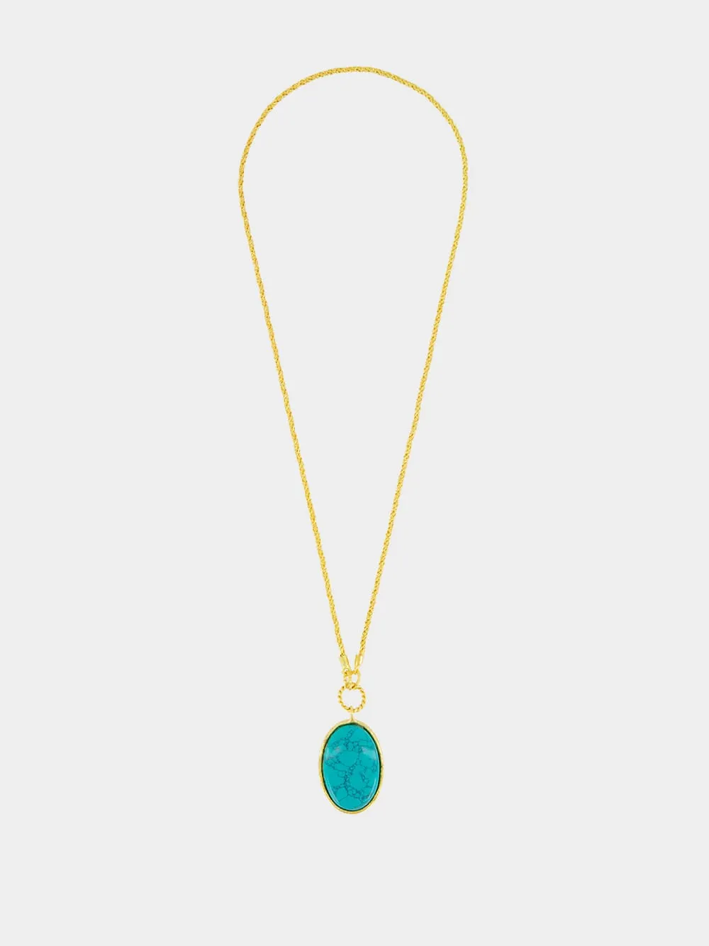 Gold Talisman Pendant Necklace with Turquoise sold by Fashion Clinic