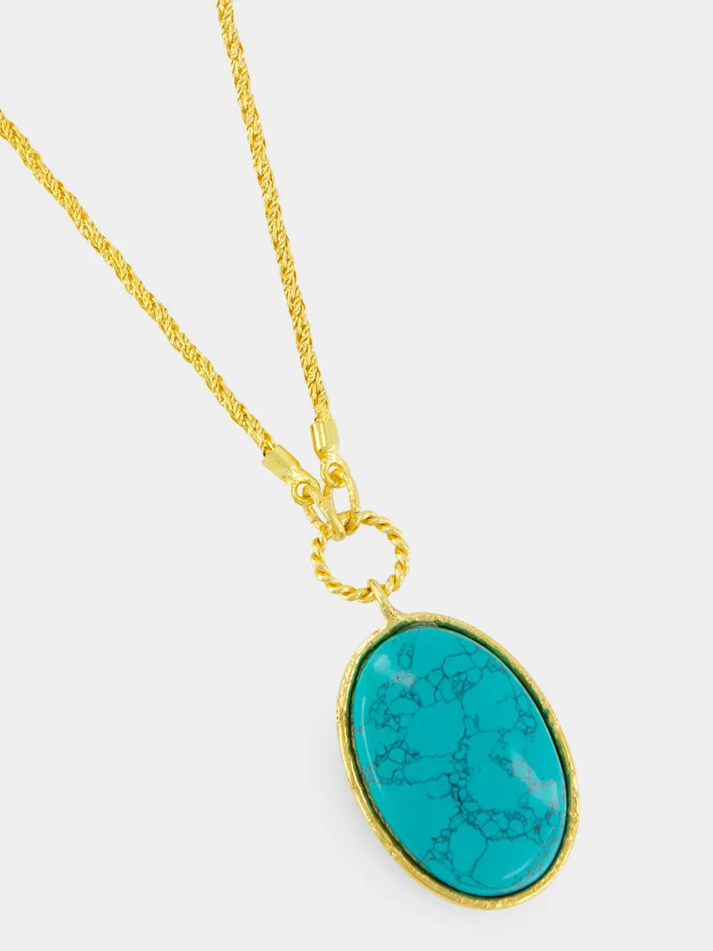 Gold Talisman Pendant Necklace with Turquoise sold by Fashion Clinic product image thumbnail 2