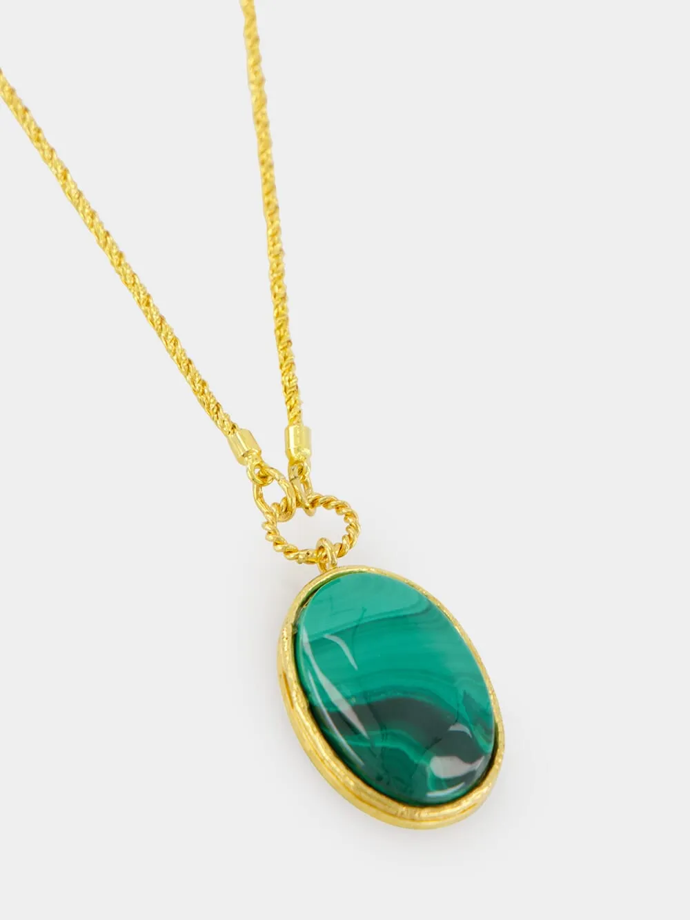 Gold Talisman Reversible Necklace with Malachite and Tiger Eye sold by Fashion Clinic product image thumbnail 4