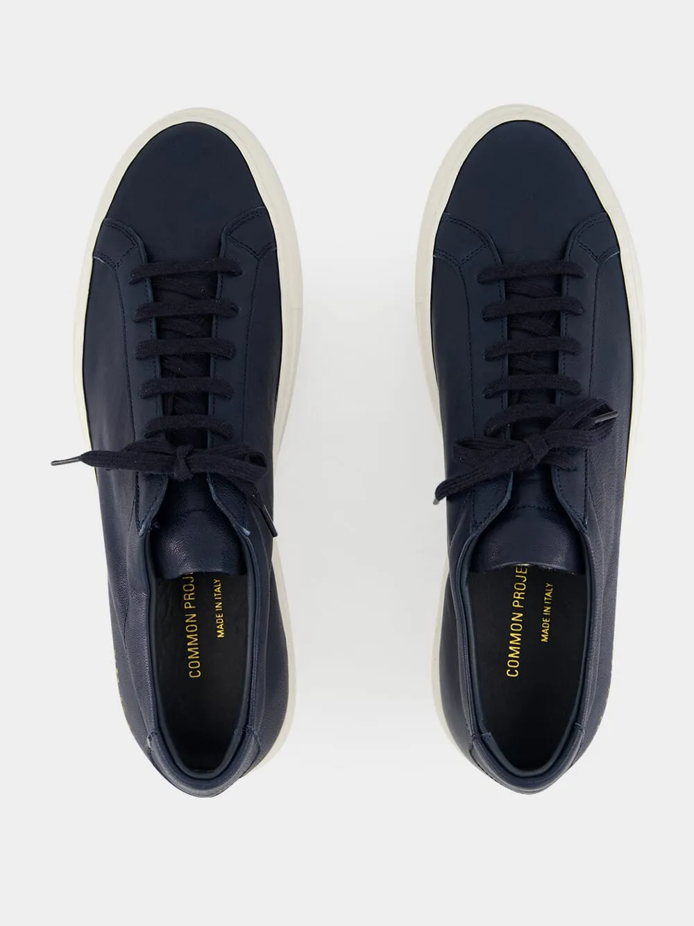 Navy Blue Summer Achilles Leather Sneakers sold by Fashion Clinic product image thumbnail 4