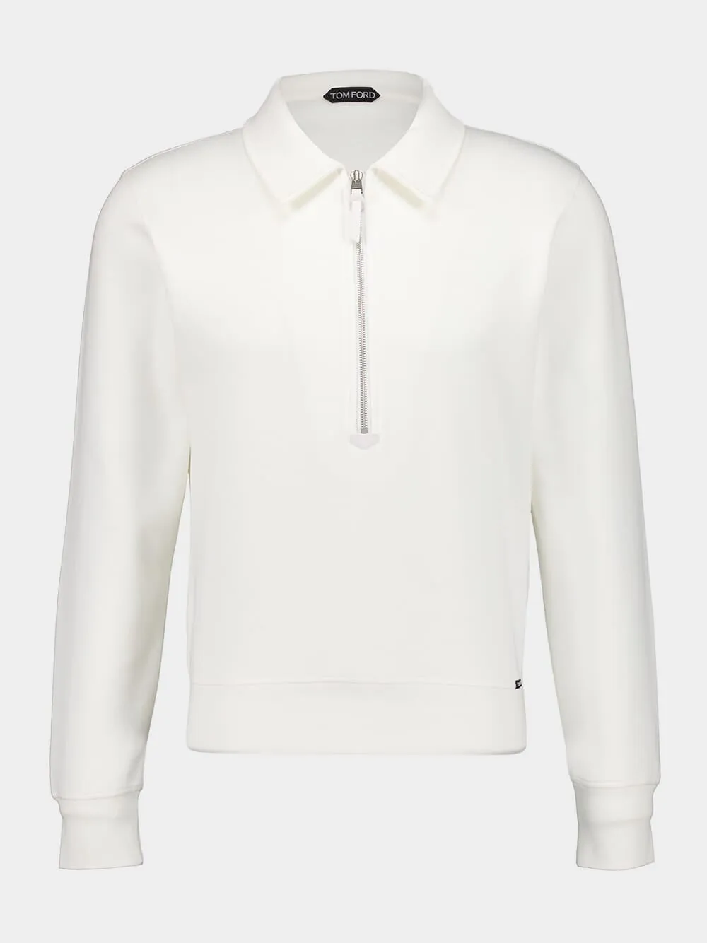White Zipped Neck Rugby Jacket sold by Fashion Clinic