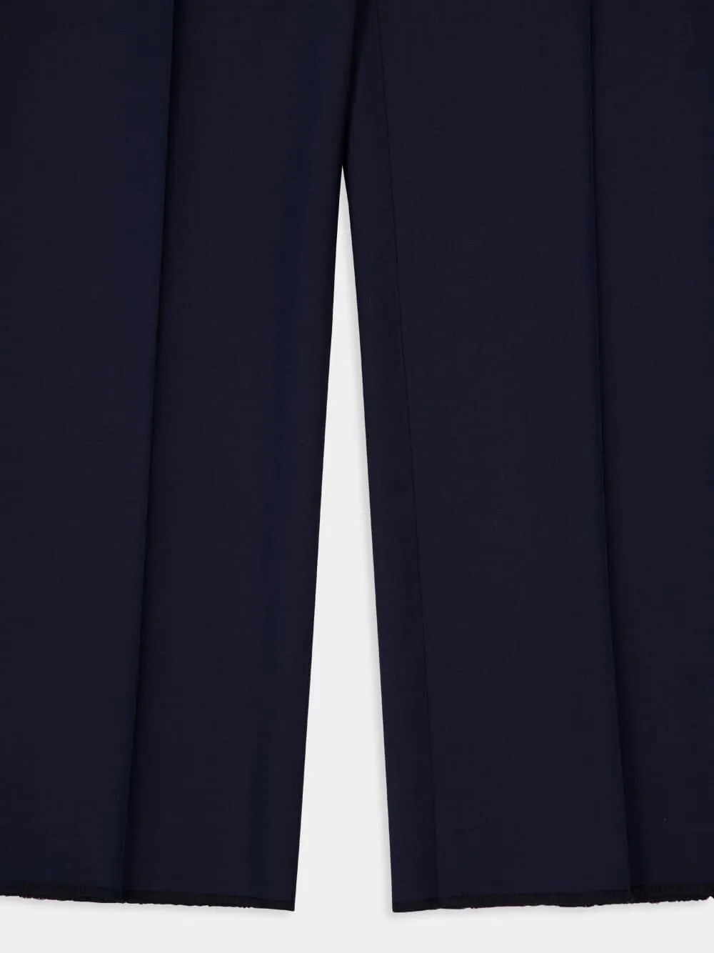 Navy Blue Regular Fit Pleated Wool Trousers sold by Fashion Clinic product image thumbnail 4