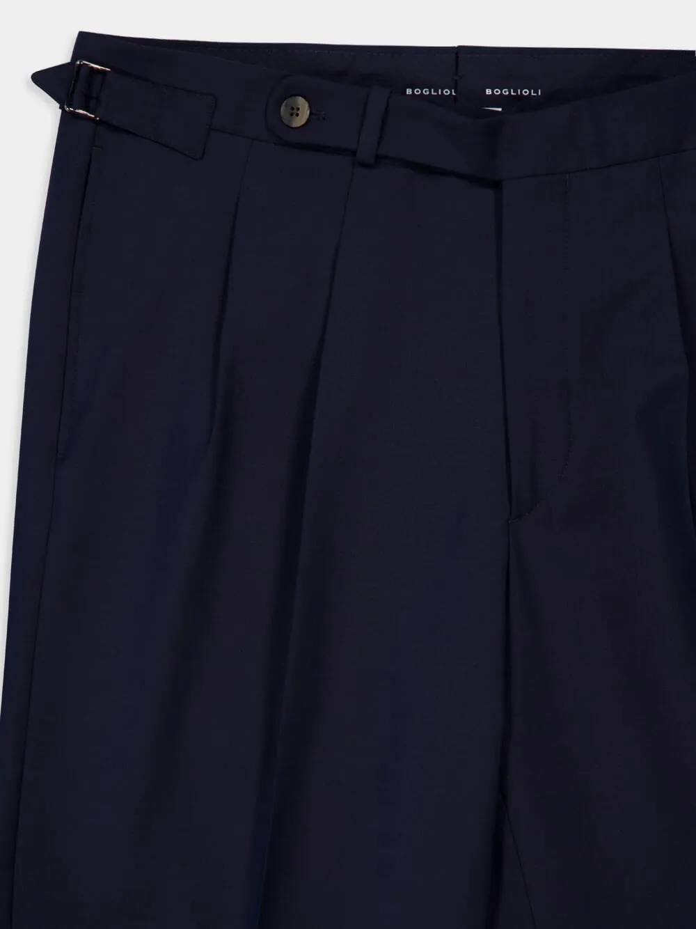 Navy Blue Regular Fit Pleated Wool Trousers sold by Fashion Clinic product image thumbnail 3